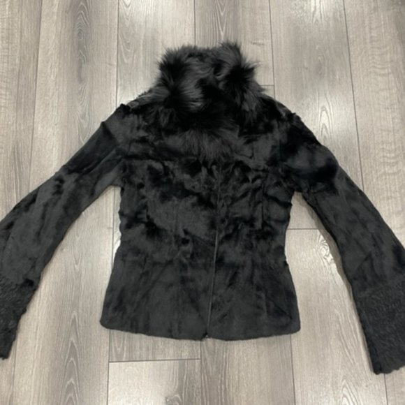 Solleciti Black fur short jacket - Picture 3 of 12
